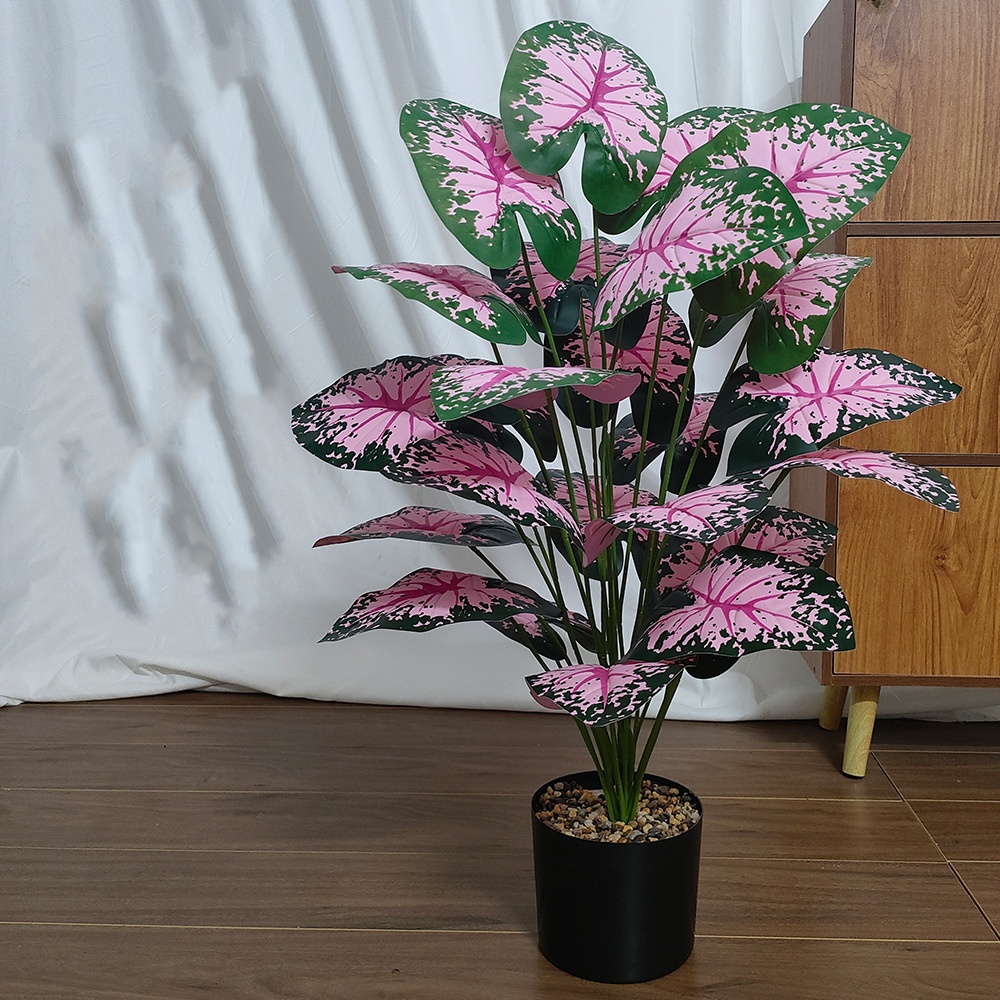 Pink Leaf Potted Plants Fake A - Desk Setup Plant review and price