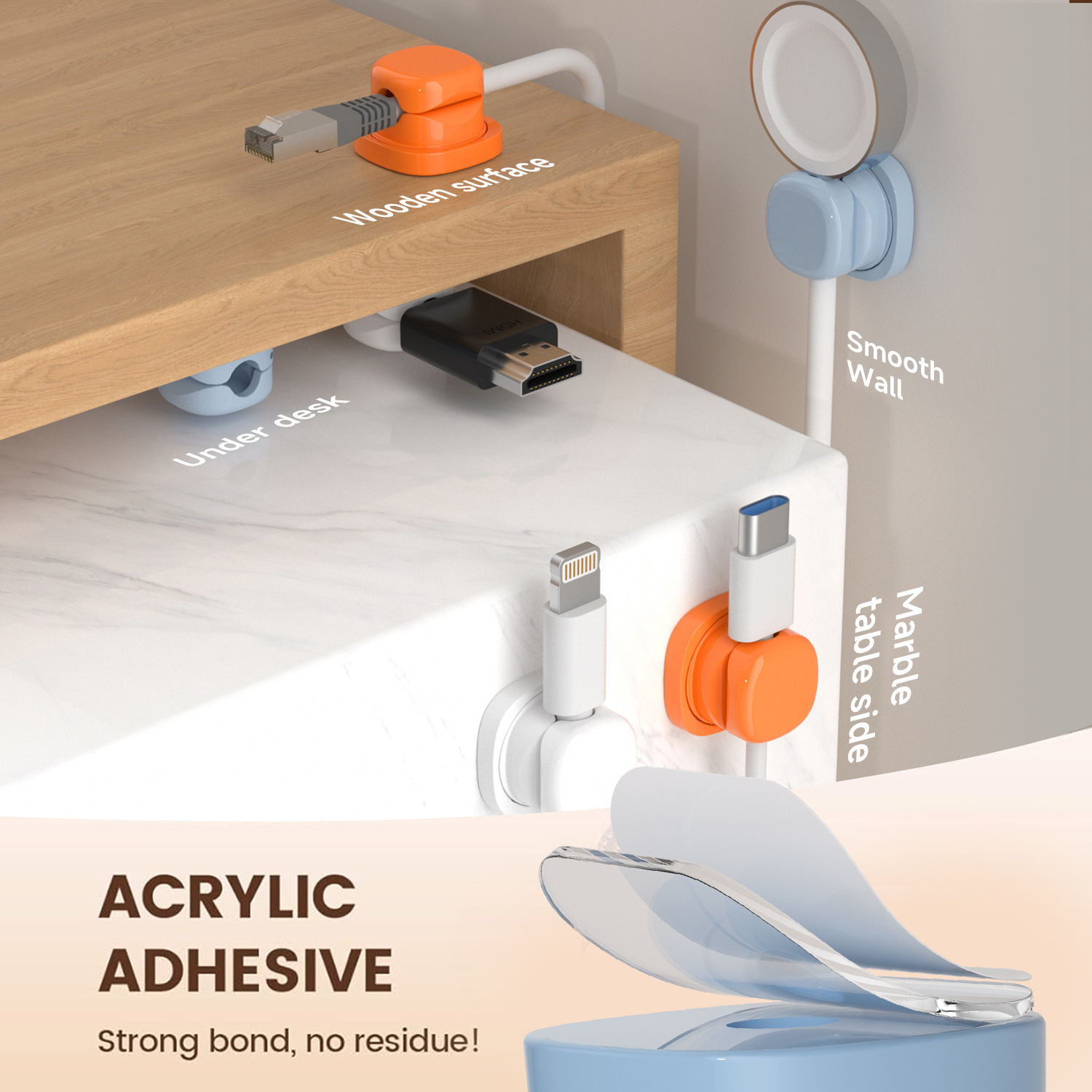 adhesive cable organizer Cable - Desk Setup Cable Management review and price